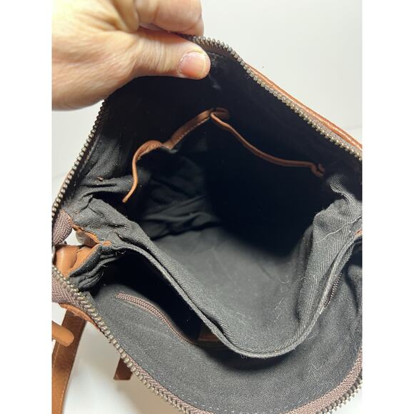 Harbour 2nd EUC Brown Woven Leather Crossbody Shoulder Handbag 10" x 11" MINT - Picture 10 of 12